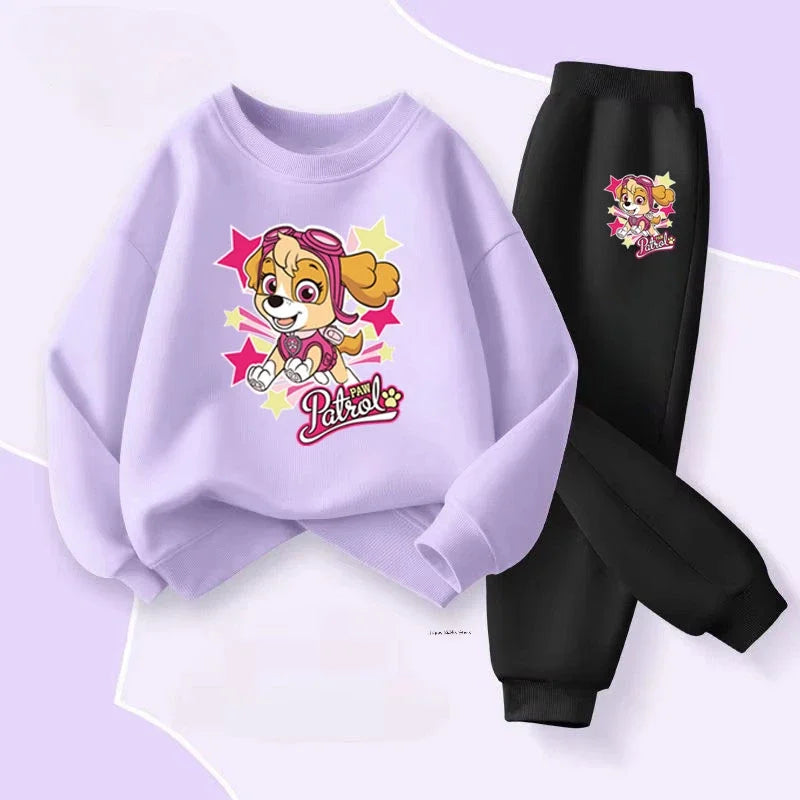 PAW Patrol Spring Autumn Baby Girls Hoodies Sets Children's Bbreathable Sport Pullover and Pant Two Piece Suit Kids Sweatsuit.