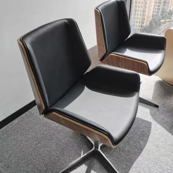 Verstellbarer Schreibtisch aus der Mitte des Jahrhunderts, Chefdrehstuhl, Heimbüro, Möbel, moderner Computer-Arbeitsstuhl, Bugholz-Ledersessel