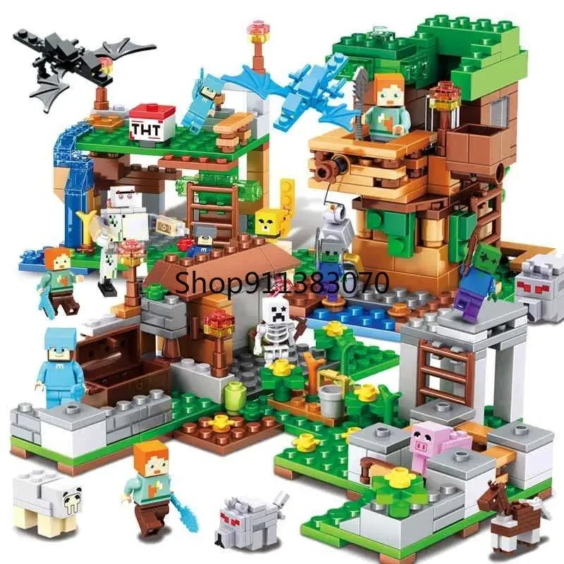 Myworld Small Village Jungle Treehouse Cave Building Blocks Children's Educational Bricks Toys Gift for Birthday.