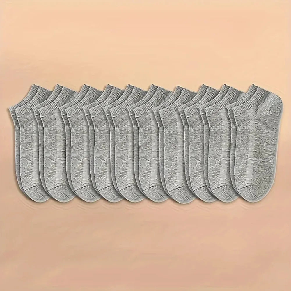 Unisex Casual Plain Color Boat Socks Thin Breathable Comfy Anti Odor Sweat-absorbing Ankle Socks For Men Women black,white,gray.