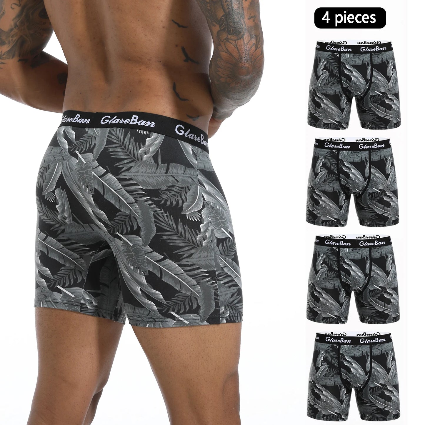 4 stücke Set Mid-Lange Boxer Shorts männer Unterwäsche Männliche Unterhose für Männer Homme Boxershorts Slips Weiche Höschen marke Sexy