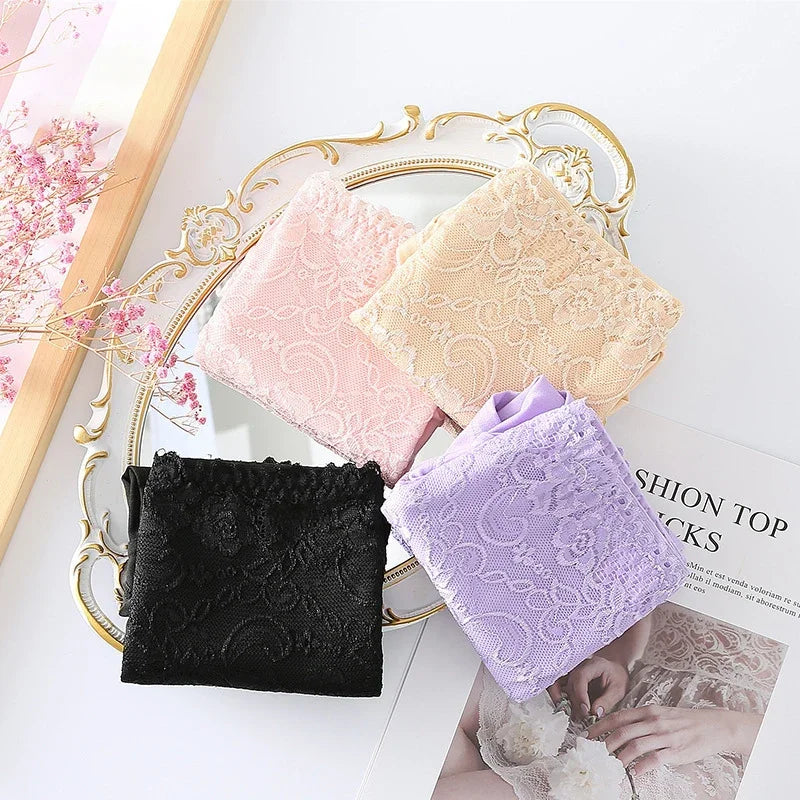 3pcs Women's Panties High Waist Underwear Large Size Fashion Girls Briefs Cow Milk Silk Breathable Lace Panty Female Lingerie.