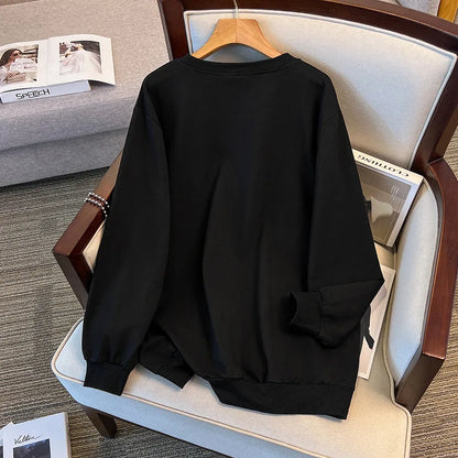 175 kg Plus Größe Damen Büste 170 Frühling Herbst lose Langarm Druck Brief Pullover Sweatshirts 4XL 5XL 6XL 7XL 8XL 9XL.