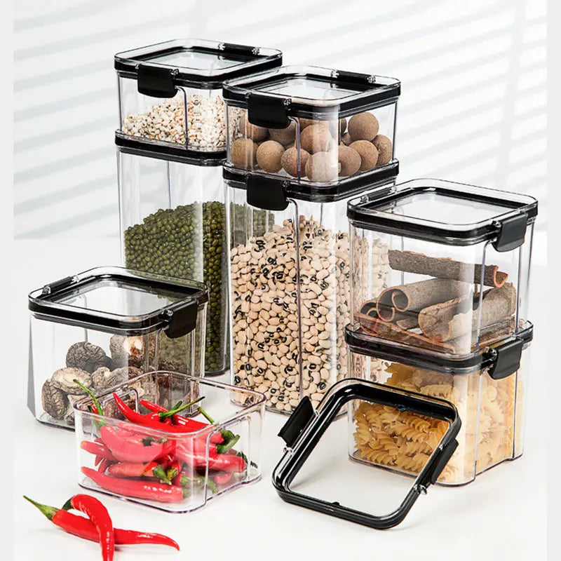 Dry Food Storage Box Food Containers Transparent Stackable Kitchen Spaghetti Noodles Sealed Tank Cans Organizers Bottles