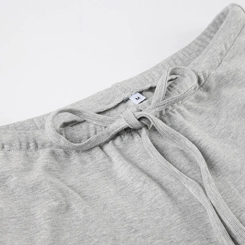 Apprabant Casual Fashion Drawstring High Waist Trousers Set Lace Up Flared Sleeve V Neck Twist Tops Plush Loose Pants Suit