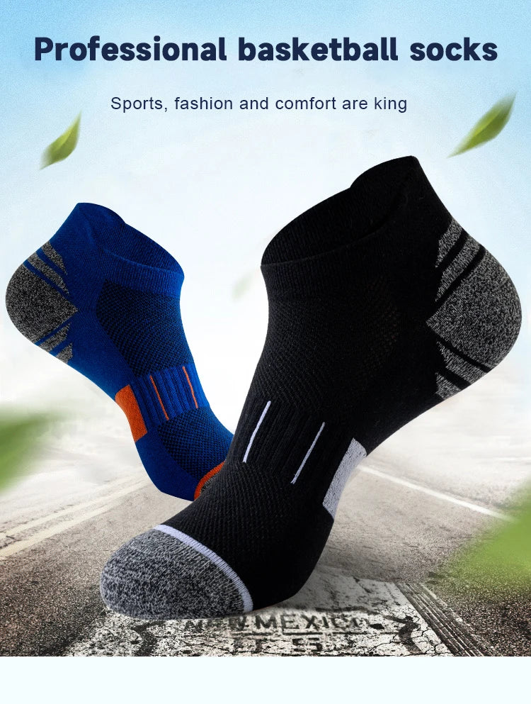 5 Pairs Socks Men's Short Socks Sweat Absorbent and Odorous Basketball Socks Running Sports Socks Breathable Mesh Men's Socks.