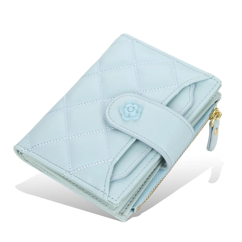 Argyle Multi-Card Trifold Zipper Coin Purse New Fashion Casual Women's Short Wallet Vertical Driver's License Buckle Card Holder.