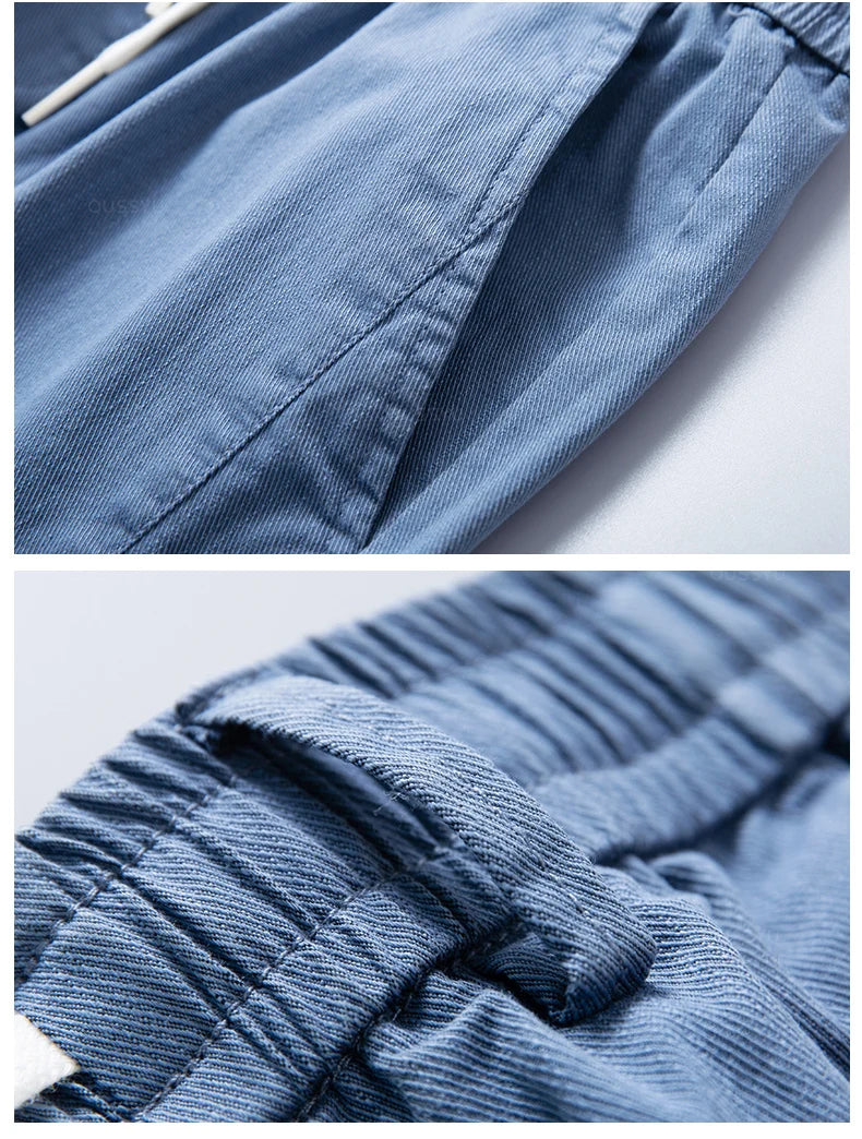 Autumn Cottom Men's Pants Fashion Classic Drawstring Elastic Waist Jogging Stretch Casual Grey Cargo Trousers Male 28-38