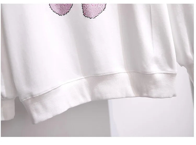 175Kg Plus Größe frauen Fehlschlag 170 Herbst Winter Neue Lose Fleece Cartoon Mit Kapuze Sweatshirt Schwarz Weiß 6XL 7XL 8XL 9XL 10XL 11XL.