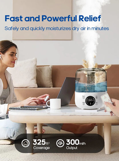 KINSCOTER 3L Air Humidifier Professional Large Capacity Home Humidifier Plant Mist Aroma Diffuser with Remote Control Timer.