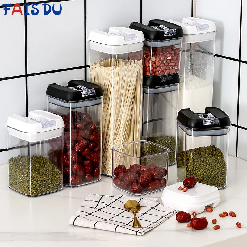 FAIS DU Food Storage Jar With Lid Kitchen Container Kitchen Organizer Stackable Dustproof Moisture Resistant Kitchen Accessories.