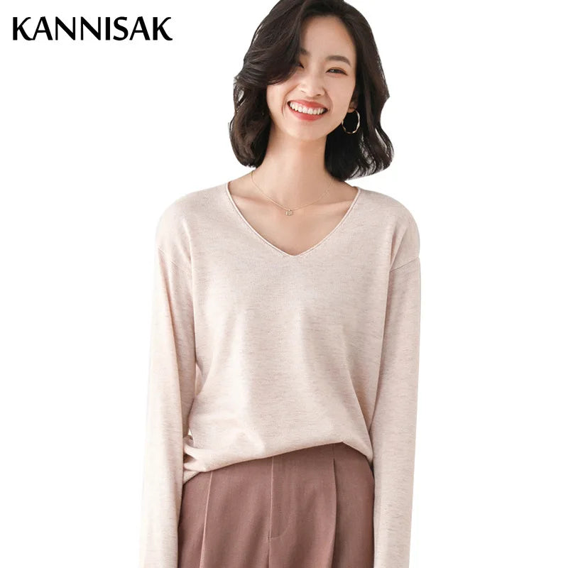 2025, frühling Herbst Frauen Pullover Solide Strickwaren Koreanische Lose Weibliche Grundlegende Casual Jumper Stretch Pullover Himmel Blau Rosa Pullover.