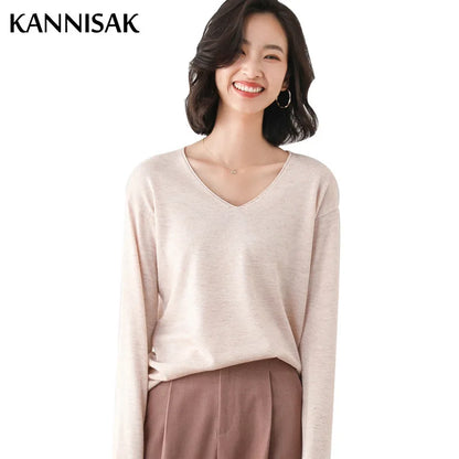 2025, frühling Herbst Frauen Pullover Solide Strickwaren Koreanische Lose Weibliche Grundlegende Casual Jumper Stretch Pullover Himmel Blau Rosa Pullover.