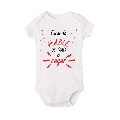 When I Talk You Mess Up The Gift Print Baby Strampler Säuglingsbodysuit Baby Niedliche Kleidung Neugeborene Kurzarm Bodys Kleinkind Geschenk.