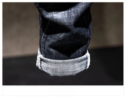 New Men's Fashion Ripped Jeans Stretch Slim Straight Little Feet Pants Hip Hop Youth Streetwear Punk Personality Male Trousers.