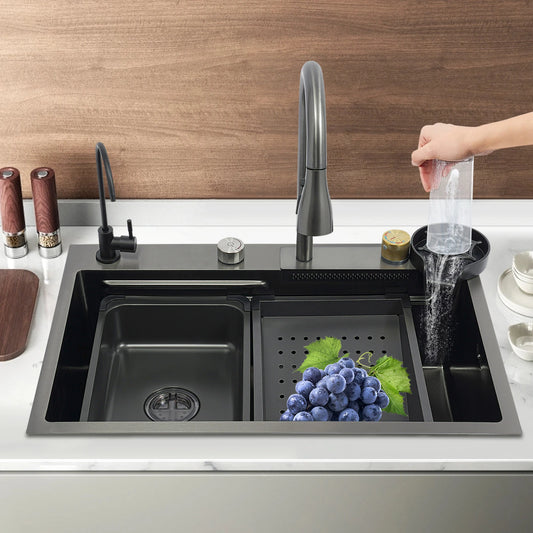 Edelstahl Rechteckige 68*45*21 cm Küche Waschbecken Große Single Slot Wasserhahn Set Seifenspender Tasse Waschmaschine