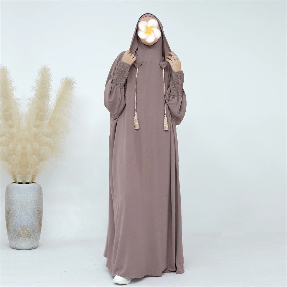 Ramadan Eid Dubai Linen Khimar Abaya Damen Muslim Modal Hijab Dress Kaftan Abayas For Women Kebaya Robe Femme Musulmane.