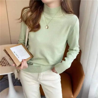 Herbst Winter Chic Bottom Pullover Frauen Mode Rollkragen Pullover Lose Langarm Gestrickte Jumper Weiche Warme Pull Femme Top.