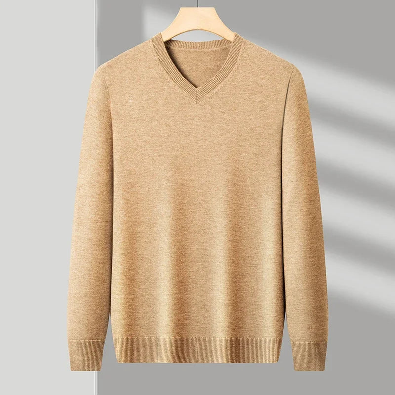 New Sweatwear Men's V Neck Basic Solid Color Sweaters Round Neck Elastic Pullovers Warm Autumn Knitted Oversized Sweater Men