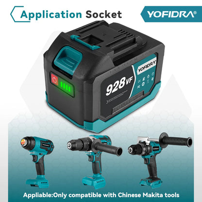 YOFIDRA 388VF 928VF wiederaufladbarer Lithium-Akku, 22500 mAh, 15000 mAh, Li-Ionen-Akku für elektrische Kettensäge, Bohrschlüssel, Elektrowerkzeug