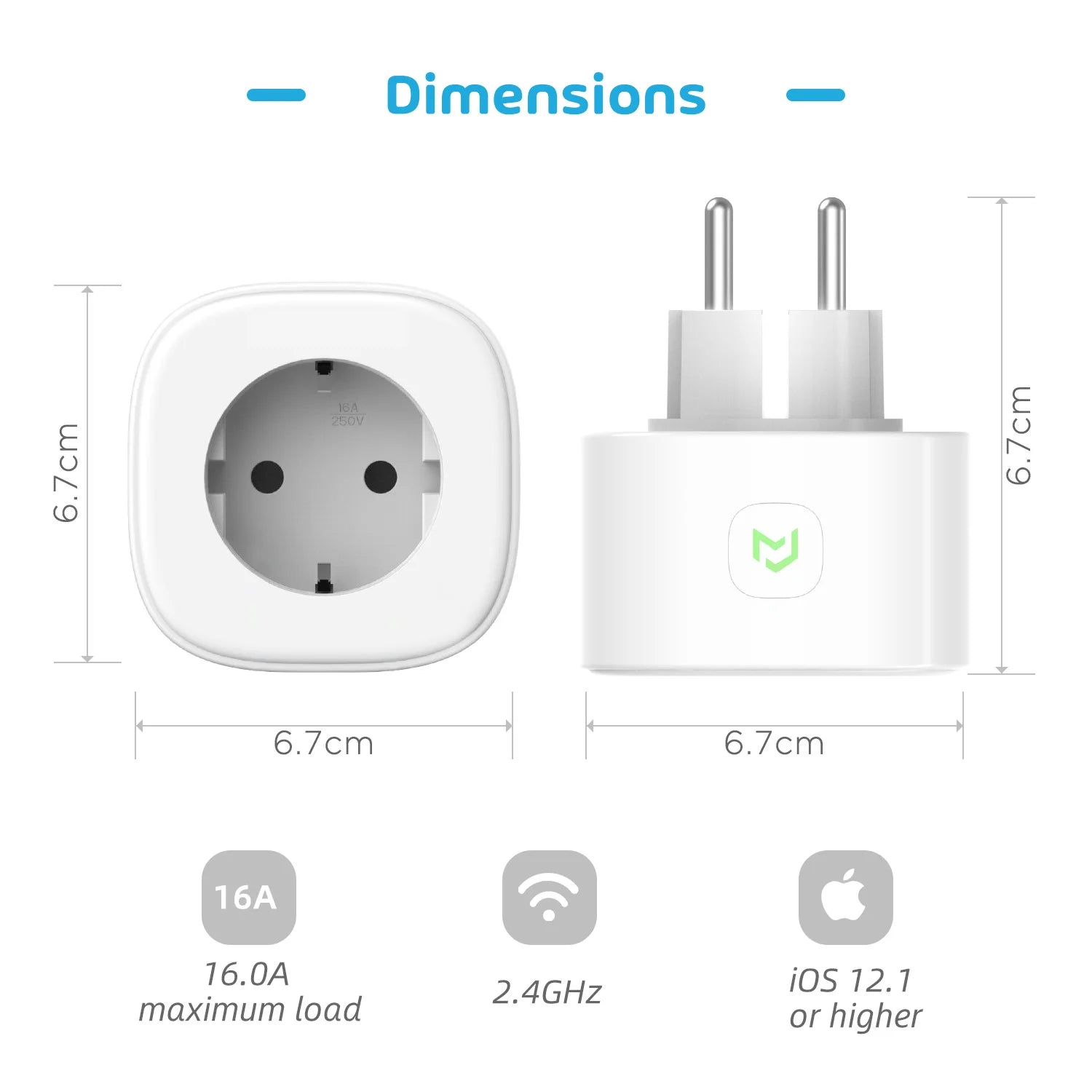 Meross 16A HomeKit Smart Plug EU WiFi Steckdose Fernbedienung Sprachsteuerung Unterstützung Alexa Google Assistant SmartThings.