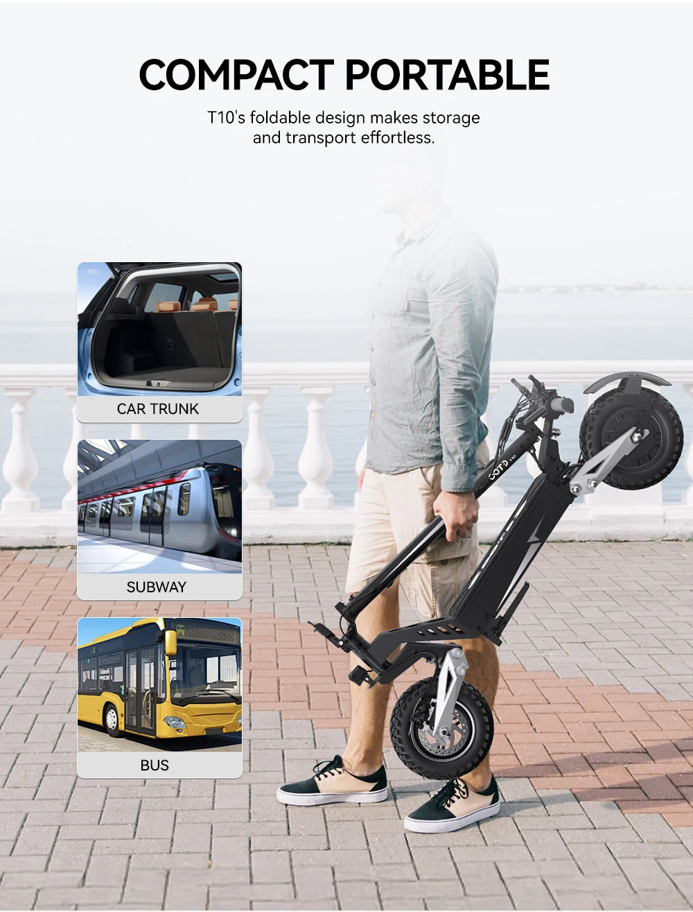 OOTD T10 Electric Scooter 500W Motor 48V13AH Battery Off-Road E-Scooter Adult 11 Inch Foldable City commuting  Electric Scooter.