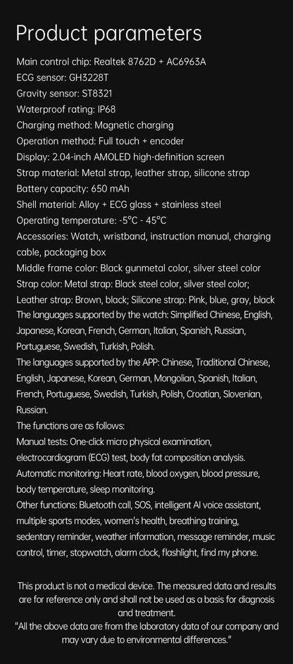 2025 New For XIAOMI Uric acid Blood lipids Smart Watch Men ECG+PPG Blood pressure Blood oxygen Bluetooth Call Health Smartwatchs