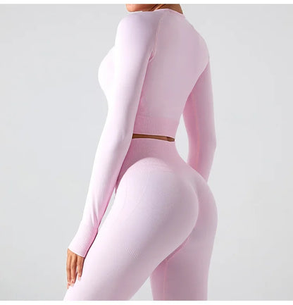 Women's Seamless Long Sleeve Top Yoga Shirts Running T-Shirt Workout Running Fitness Gym Sports Top Training Crop Top Solidcolor.