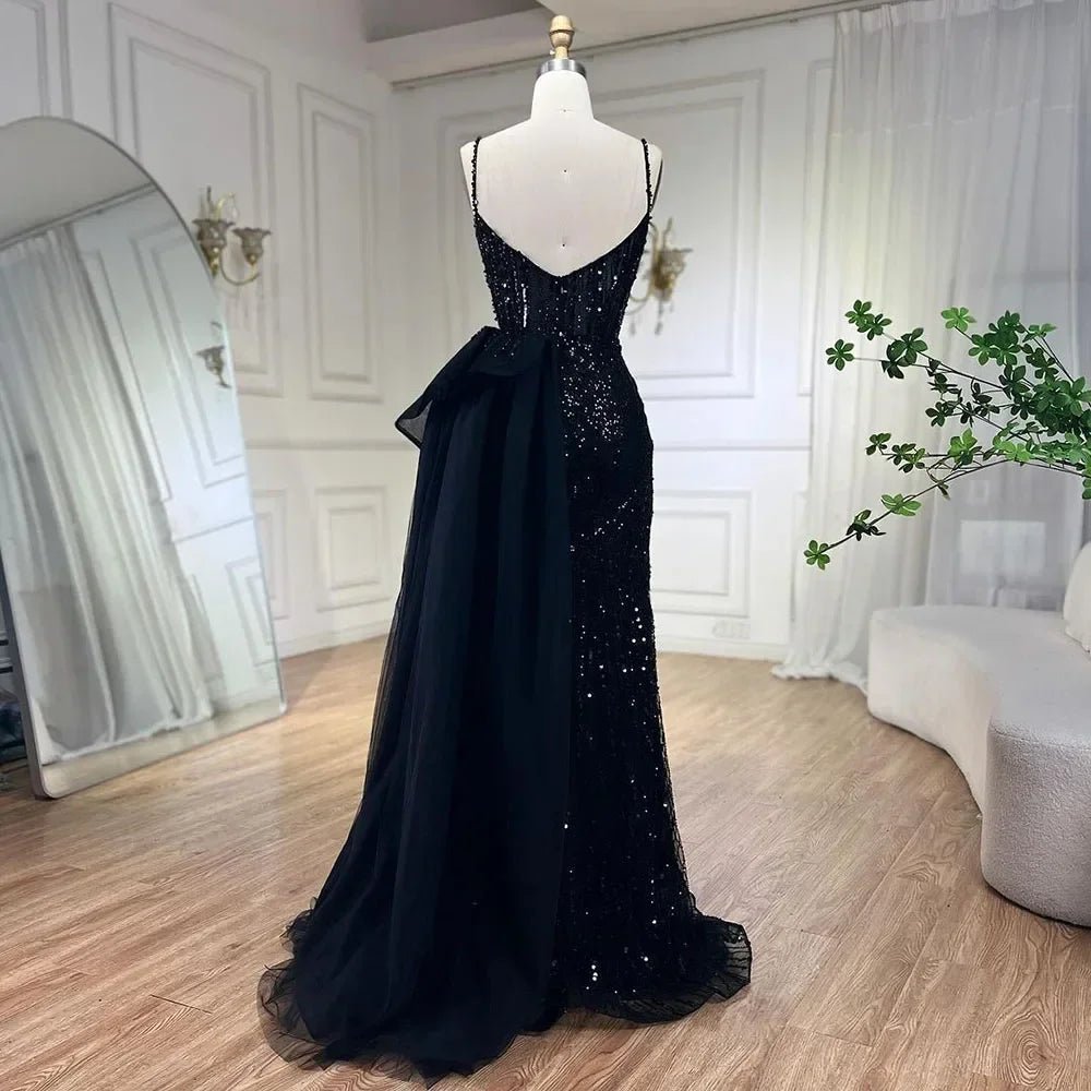 SERENE HILL Maßgeschneiderte 2025, türkisfarbene Spaghettiträger, luxuriöse Perlen-Abendkleider, Meerjungfrau, Schlitz, Überrock, Party, GLA 72378