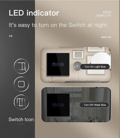BSEED Wifi Shutter Schalter APP Control Led Smart Blind Serie Weiß Glas Panel Unterstützung Tuya Google Smart Leben Rollladen.