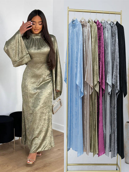 Shiny Satin Abaya Dubai Luxury 2025 Muslim Islam Abayas For Women Kaftan Dress Kebaya Caftan Marocain Femme Vestidos Musulmanes.