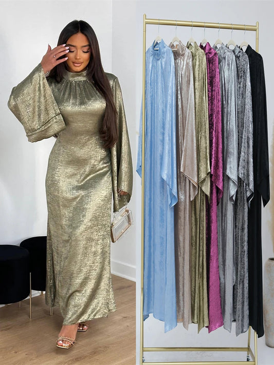 Shiny Satin Abaya Dubai Luxury 2025 Muslim Islam Abayas For Women Kaftan Dress Kebaya Caftan Marocain Femme Vestidos Musulmanes.