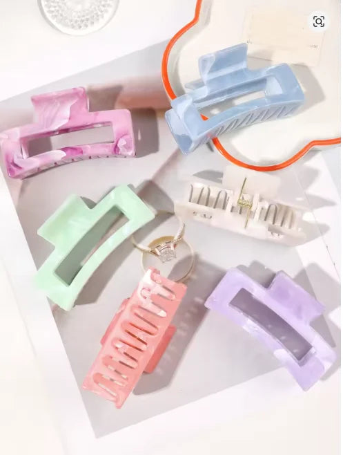 Big Hair Claw Clips Ice Cream Color 6 Pcs for Thick Hair,Square Hair Clips for Women Rectangle Nonslip Acrylic Banana Jaw Clips.
