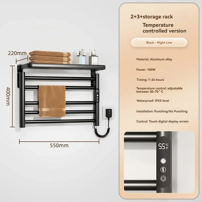 Bad Smart Touch Heizung Intelligente Elektrische Beheizte Handtuch Rack Edelstahl Temperatur Digital Display Handtuch Trockner