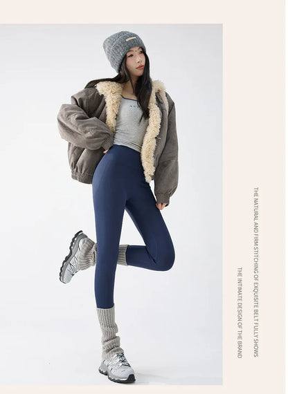 BIVIGAOS New Autumn Winter Cashmere Velvet Shark Leggings Women Red No-trace Thickened High Waist Butt Lifting Warm Leggings