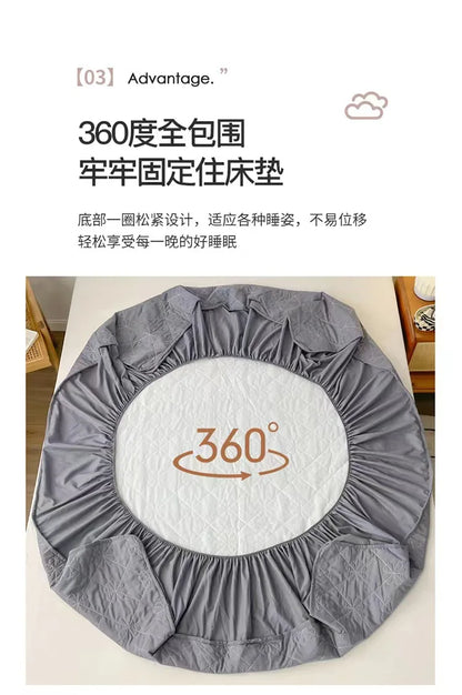 Flower Pattern Adjustable Fitted Sheet Quilted Cotton Fabric Mattress Protector With Elastic Band 90/120/150/180 Solid Color Bed.