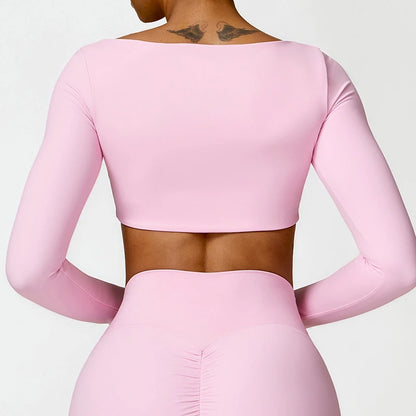 Sports Long sleeved Women Outdoor Running Gym Fitness Wear T-shirt Long sleeved Yoga Shirt Gym Push Up Workout Single Piece Top.