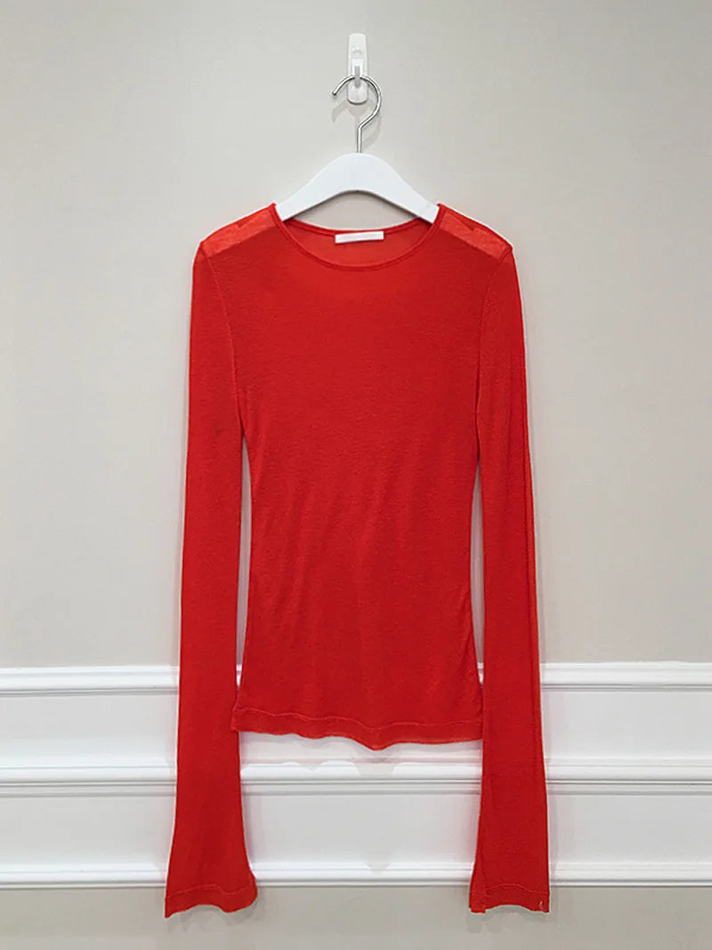 Sexy Shirt Women T-Shirt Long Sleeve Korean Style Slim Basic Elasticity Tshirt Top Womens Clothing T Shirt Femme