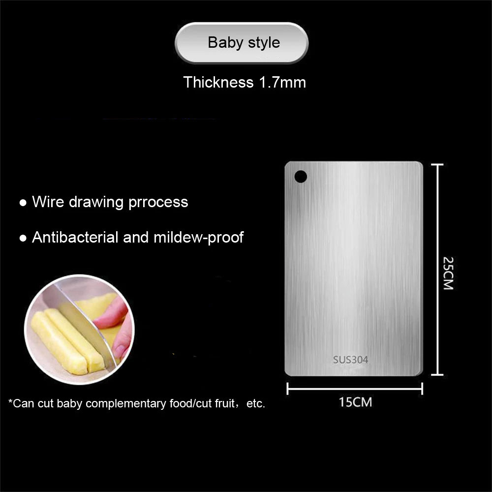 316 Stainless Steel Panel and Chopping Board Kitchen Household Thickened Double Sided Cutting Board Block Kneading Dough Board.
