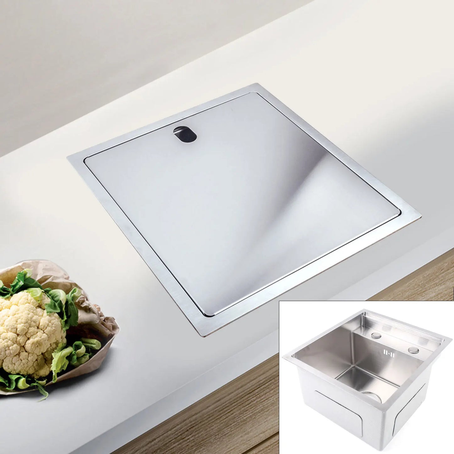 Versteckte Küchenspüle, quadratisch, für den Innen- und Außenbereich und Abfluss, zusammenklappbares Wasserhahnsieb aus Edelstahl für Häuser, Restaurants, Wäscheraum, Keller