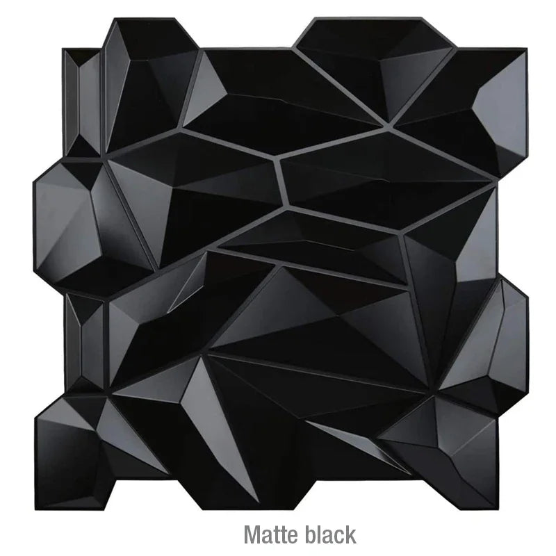 12PC 50x50cm 3d art plaster cut geometric diamond carved wood adhesive bottom wall 3d wall sticker 3d wall panel home decoration