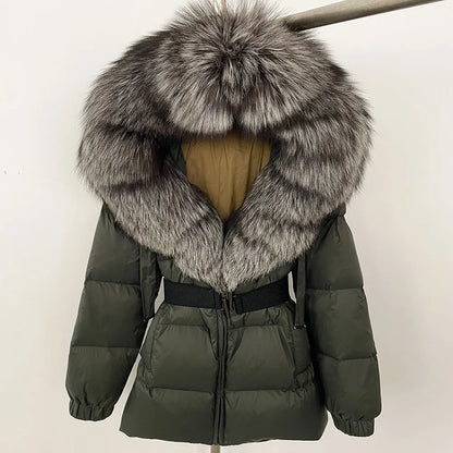 OFTBUY 2025 Winter Kleidung Puffer Jacke Frauen Echt Fox Pelz Mit Kapuze Dicke Warme 90% Weiße Ente Unten Mantel Weibliche Parkas wasserdicht