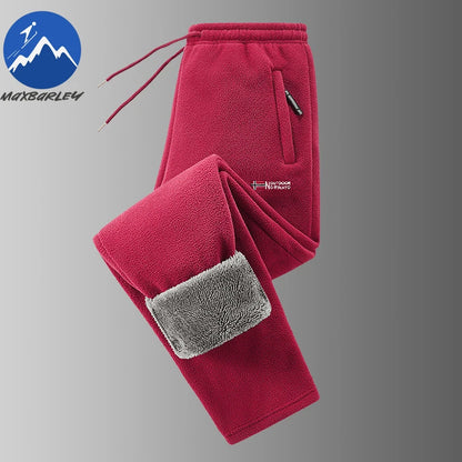 Maxbarley Winter Sportswear Set Mens Retro Training Thick Fleece Jacket + Pants Two Piece Set Casual Ski Running Tracksuit Suit.