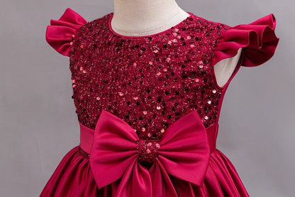 Performance Formelles Partykleid für Mädchen, Kinderkleidung, Paillettenkleider, aktive Kleider für Mädchen, Kinderkleidung, Schwarz, 3 bis 10 Jahre.