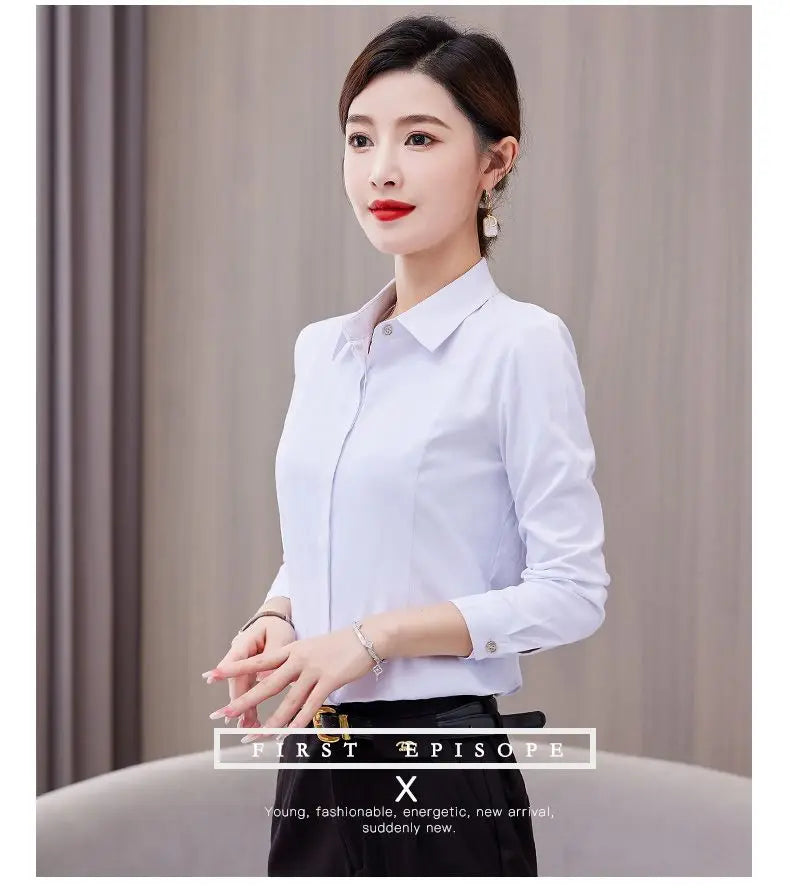 White Shirt Long-sleeved Slim Shirt Korean Style Professional Work Clothes Work Clothes.