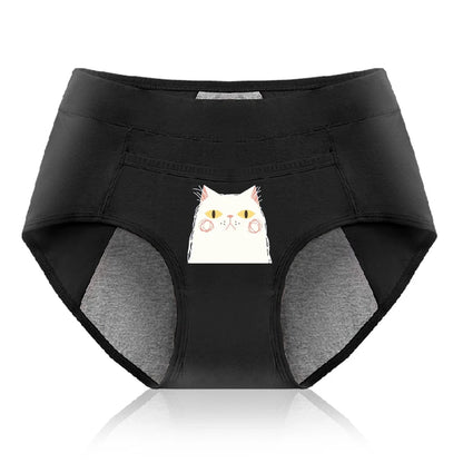 Cotton Menstrual Panties Leak Proof Breathable Cartoon cat Panties Woman Women Girls Physiological Pants Women's Intimates M-XL