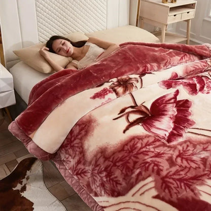 Double-layer Thick Plush Blanket Warm Skin Friendly in Winter Quilt Multiple Non Shedding Prints High Quality Bedding Article