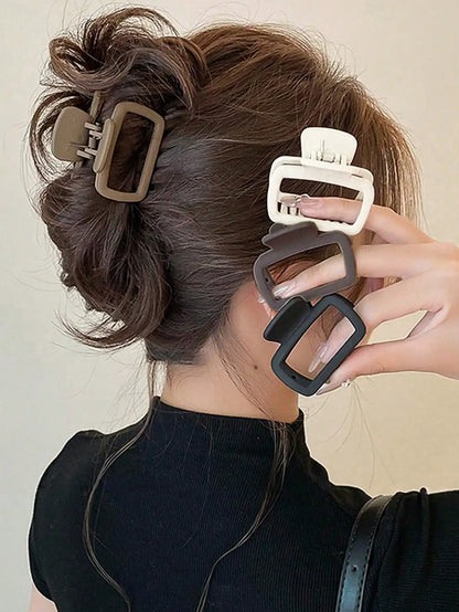 4pcs Women's Square Lightweight Hair Claw Clip Fashionable Elegant Hair Accessory Clip Suitable Hair Styling Makeup.