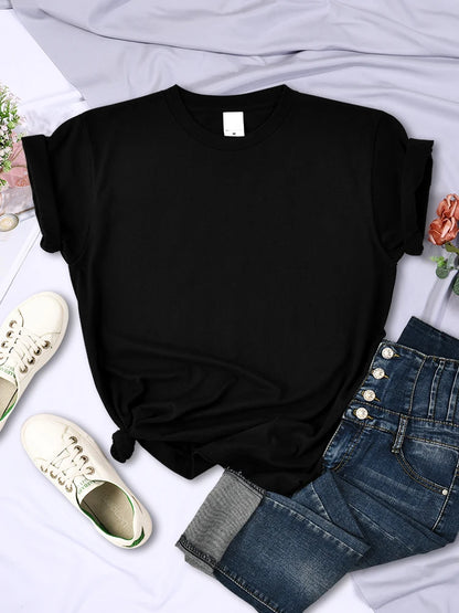 Solid Color Women T Shirts Comfortable Summer Tee Shirt All-Match Multicolor Streetwear Loose Hip Hop Short Sleeve For Female.