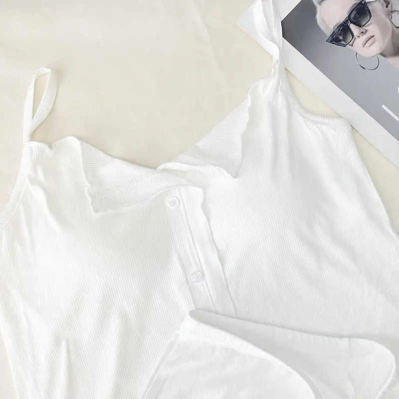 Conjuntos De Pijama Neue Sexy Baumwolle Sling Top Shorts Set Bh Pad Sommer Nachtwäsche Pyjamas Für Frauen Hause Tragen Nachtwäsche Anzug.